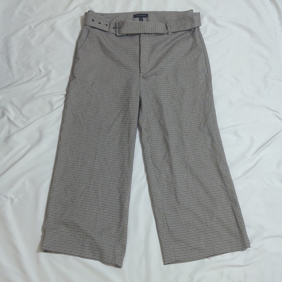 Banana Republic Pants - Banana Republic Houndstooth Belted Wide Leg Pants, Color White/Brown/Black Sz14